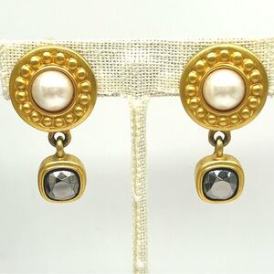 Givenchy Vintage Pearl Crystal Drop Earrings